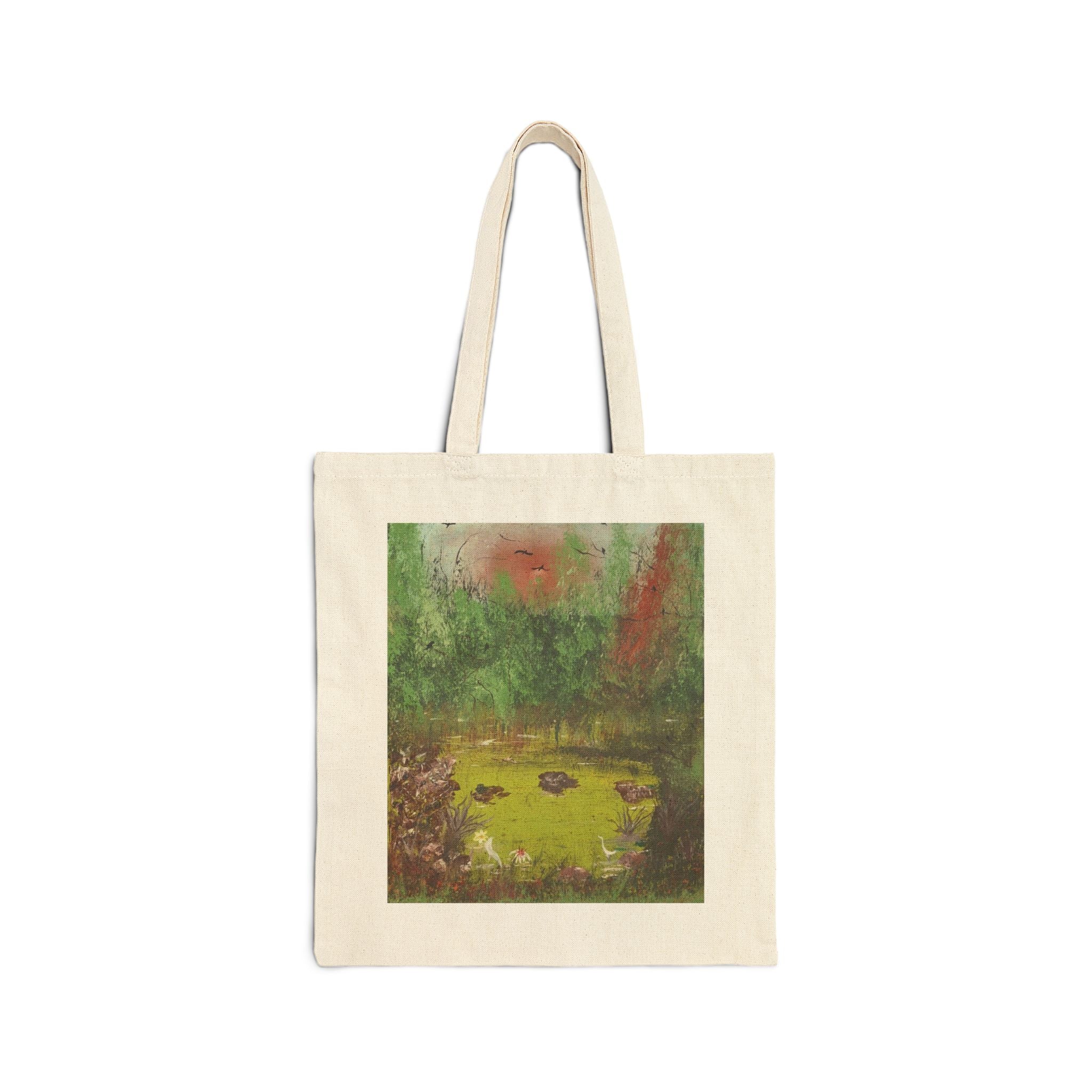Emerald Stillness Cotton Canvas Tote Bag